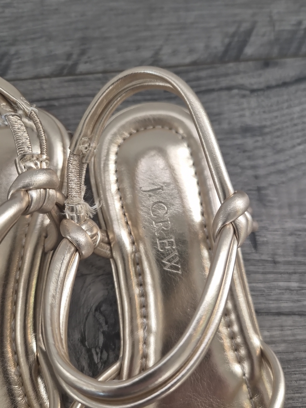 J. Crew Metallic Rose Gold Knotted Strappy Sandals - Picture 6 of 7